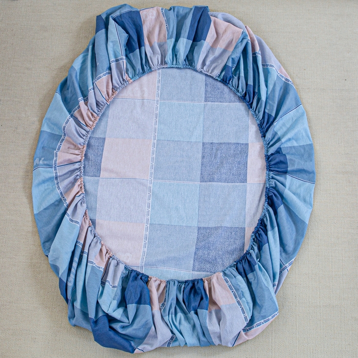 91家纺网 家纺一手货源 找家纺 锦润家纺 2025新款12868床笠床垫套全棉印花学生三件套六件套多件套杰西-蓝