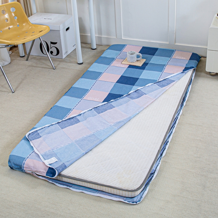 91家纺网 家纺一手货源 找家纺 锦润家纺 2025新款12868床笠床垫套全棉印花学生三件套六件套多件套杰西-蓝