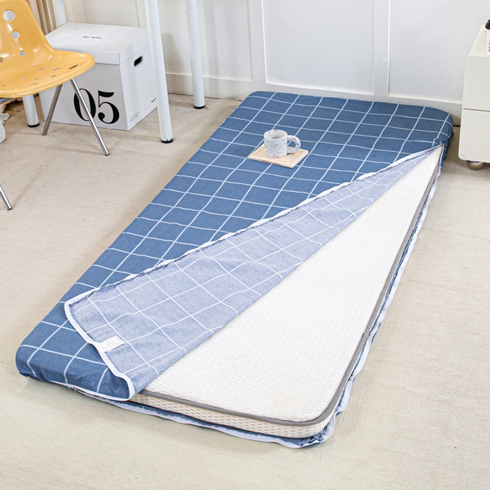 91家纺网 家纺一手货源 找家纺 锦润家纺 2025新款12868床笠床垫套全棉印花学生三件套六件套多件套克莱德蓝