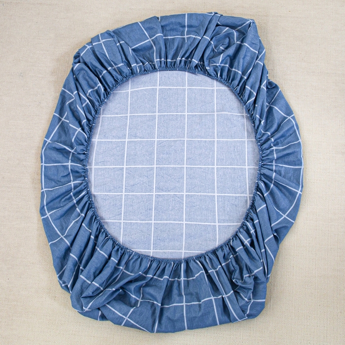 91家纺网 家纺一手货源 找家纺 锦润家纺 2025新款12868床笠床垫套全棉印花学生三件套六件套多件套克莱德蓝