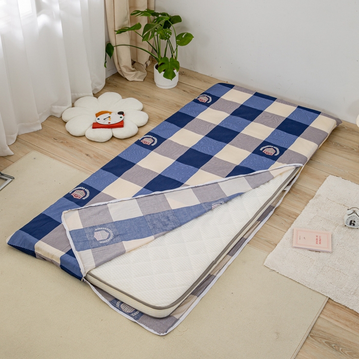 91家纺网 家纺一手货源 找家纺 锦润家纺 2025新款12868床笠床垫套全棉印花学生三件套六件套多件套蓝大格