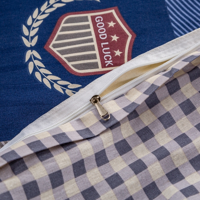 91家纺网 家纺一手货源 找家纺 锦润家纺 2025新款12868床笠床垫套全棉印花学生三件套六件套多件套蓝大格