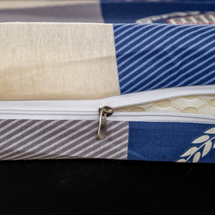 91家纺网 家纺一手货源 找家纺 锦润家纺 2025新款12868床笠床垫套全棉印花学生三件套六件套多件套蓝大格