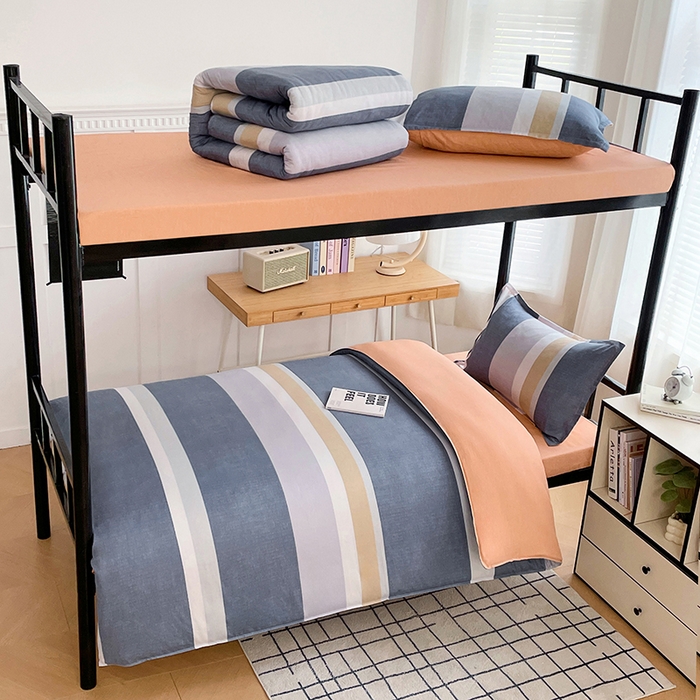 91家纺网 家纺一手货源 找家纺 锦润家纺 2025新款12868床笠床垫套全棉印花学生三件套六件套多件套静雅格韵