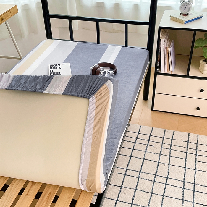 91家纺网 家纺一手货源 找家纺 锦润家纺 2025新款12868床笠床垫套全棉印花学生三件套六件套多件套静雅格韵