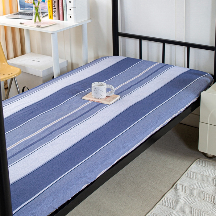 91家纺网 家纺一手货源 找家纺 锦润家纺 2025新款12868床笠床垫套全棉印花学生三件套六件套多件套闲趣时光-灰