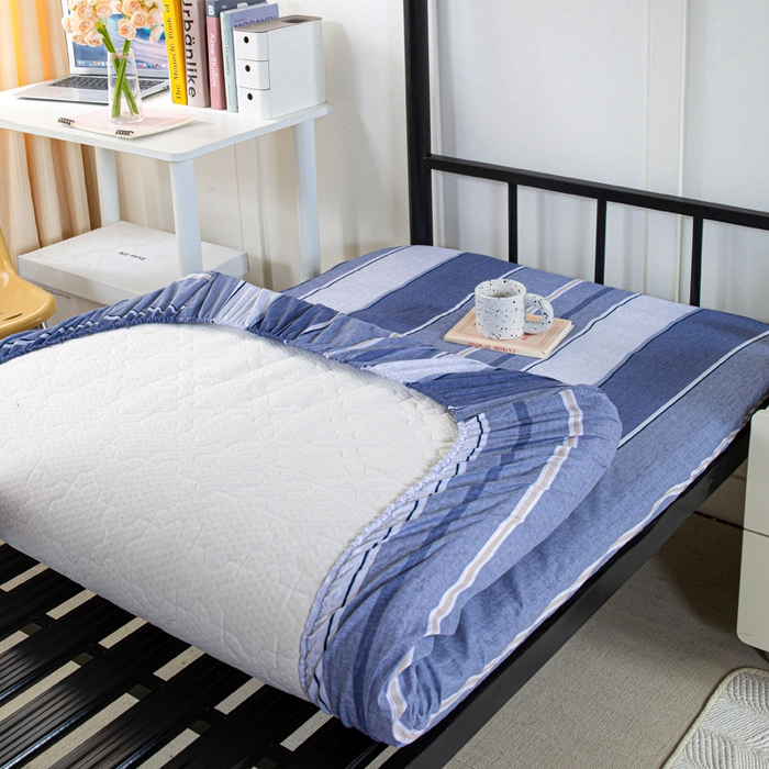 91家纺网 家纺一手货源 找家纺 锦润家纺 2025新款12868床笠床垫套全棉印花学生三件套六件套多件套闲趣时光-灰