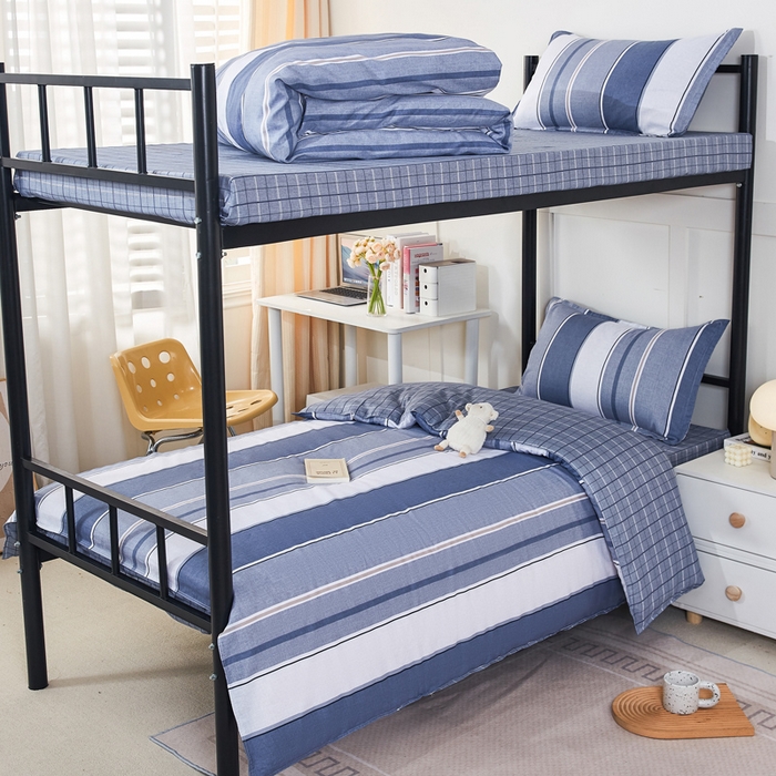 91家纺网 家纺一手货源 找家纺 锦润家纺 2025新款12868床笠床垫套全棉印花学生三件套六件套多件套闲趣时光-灰