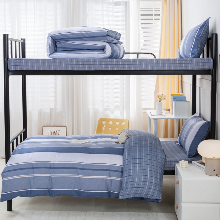 91家纺网 家纺一手货源 找家纺 锦润家纺 2025新款12868床笠床垫套全棉印花学生三件套六件套多件套闲趣时光-灰