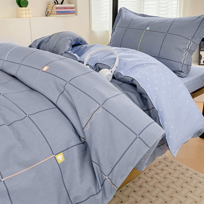 91家纺网 家纺一手货源 找家纺 锦润家纺2025新款全棉13372学生三件套纯棉宿舍六件套 朵拉