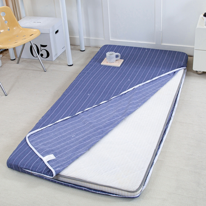 91家纺网 家纺一手货源 找家纺 锦润家纺 2025新款12868床笠床垫套全棉印花学生三件套六件套多件套幸福定制-蓝