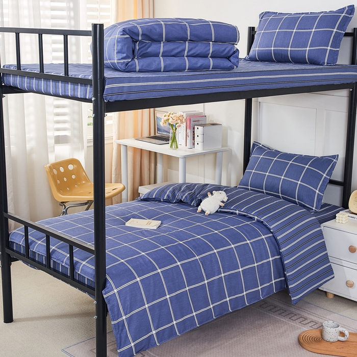 锦润家纺 2025新款12868床笠床垫套全棉印花学生三件套六件套多件套幸福定制-蓝