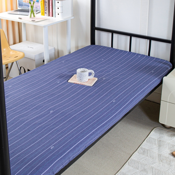 91家纺网 家纺一手货源 找家纺 锦润家纺 2025新款12868床笠床垫套全棉印花学生三件套六件套多件套幸福定制-蓝