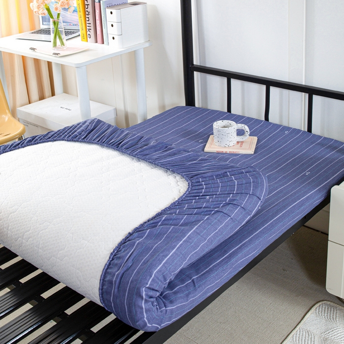 91家纺网 家纺一手货源 找家纺 锦润家纺 2025新款12868床笠床垫套全棉印花学生三件套六件套多件套幸福定制-蓝