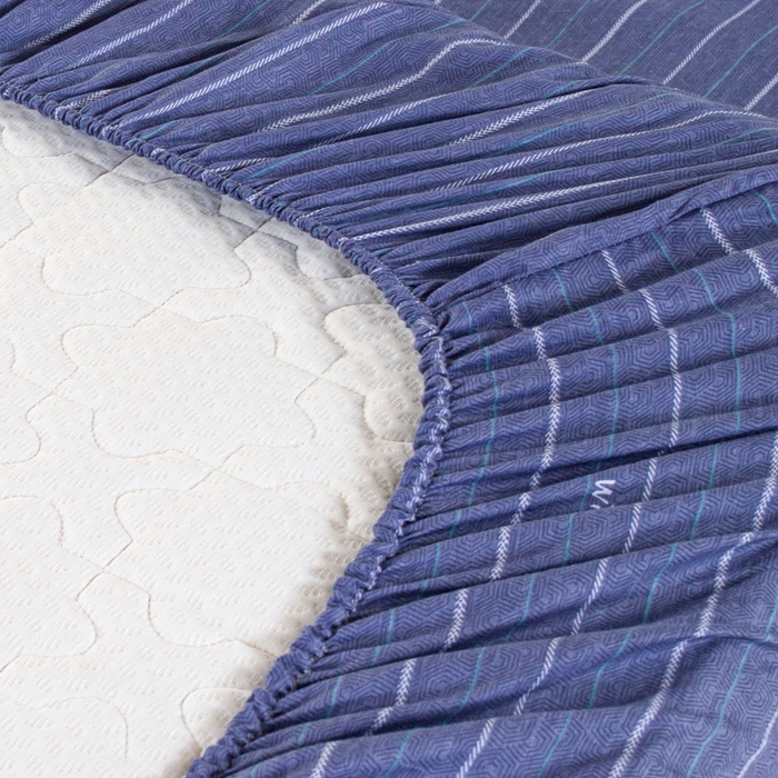 91家纺网 家纺一手货源 找家纺 锦润家纺 2025新款12868床笠床垫套全棉印花学生三件套六件套多件套幸福定制-蓝