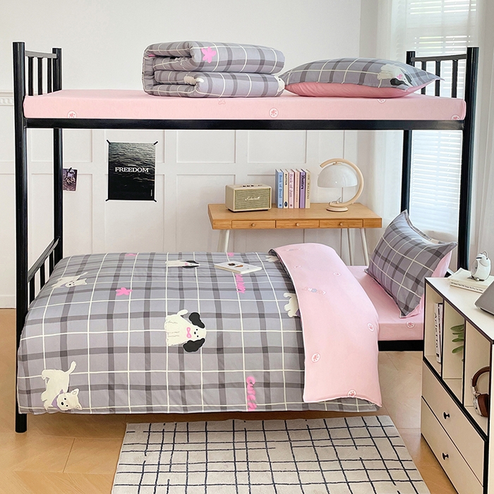 91家纺网 家纺一手货源 找家纺 锦润家纺 2025新款12868床笠床垫套全棉印花学生三件套六件套多件套涂鸦