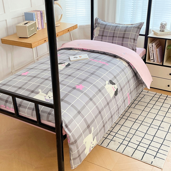 91家纺网 家纺一手货源 找家纺 锦润家纺 2025新款12868床笠床垫套全棉印花学生三件套六件套多件套涂鸦