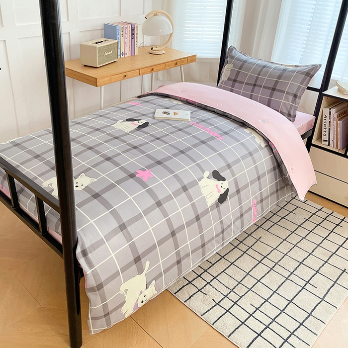 91家纺网 家纺一手货源 找家纺 锦润家纺 2025新款12868床笠床垫套全棉印花学生三件套六件套多件套涂鸦