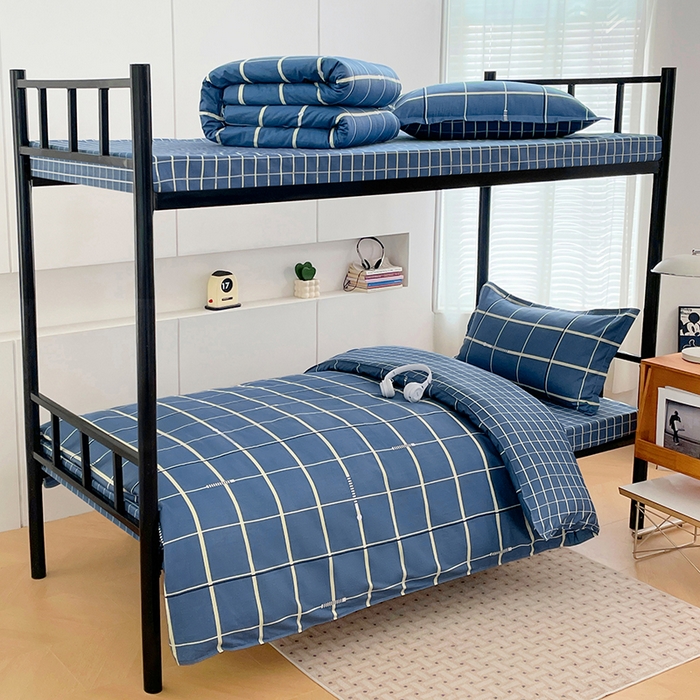 锦润家纺2025新款全棉13372学生三件套纯棉宿舍六件套 流行前沿-蓝