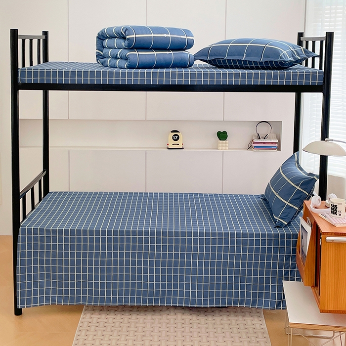 91家纺网 家纺一手货源 找家纺 锦润家纺2025新款全棉13372学生三件套纯棉宿舍六件套 流行前沿-蓝