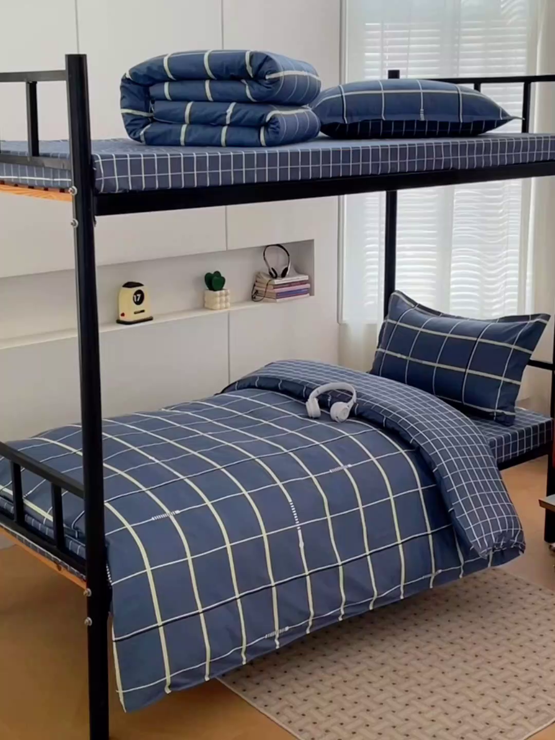 91家纺网 家纺一手货源 找家纺 锦润家纺2025新款全棉13372学生三件套纯棉宿舍六件套 流行前沿-蓝