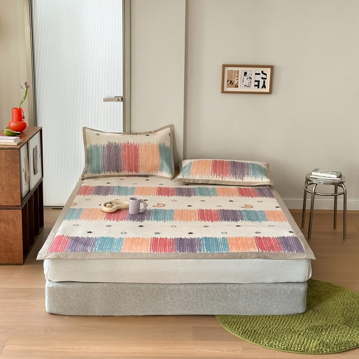 觅糖家纺 2025春夏新款A类抗菌养生冰藤凉席席子 缤纷夏日