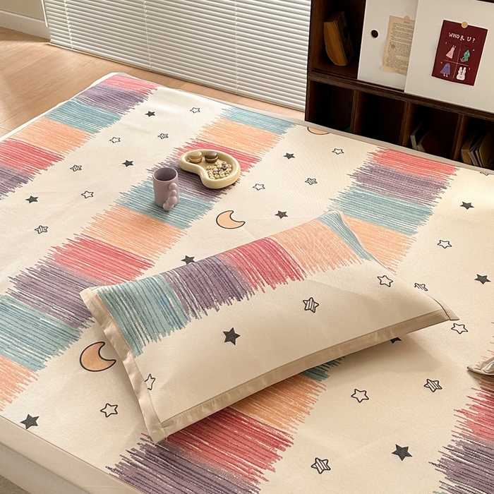 91家纺网 家纺一手货源 找家纺 觅糖家纺 2025春夏新款A类抗菌养生冰藤凉席席子 缤纷夏日