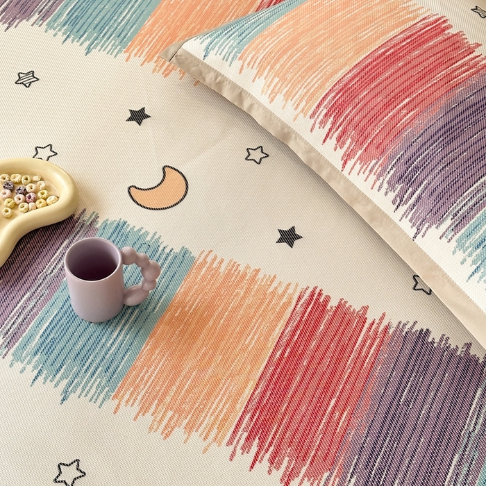 91家纺网 家纺一手货源 找家纺 觅糖家纺 2025春夏新款A类抗菌养生冰藤凉席席子 缤纷夏日