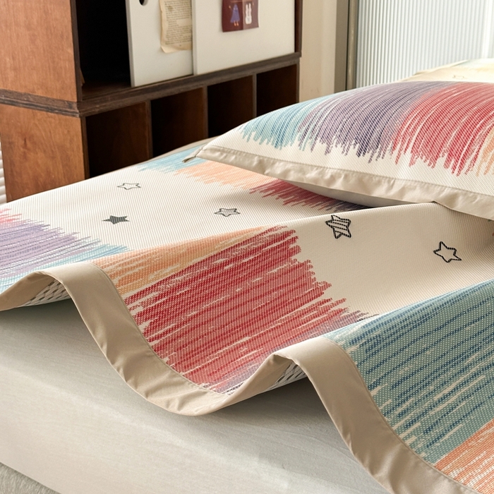 91家纺网 家纺一手货源 找家纺 觅糖家纺 2025春夏新款A类抗菌养生冰藤凉席席子 缤纷夏日