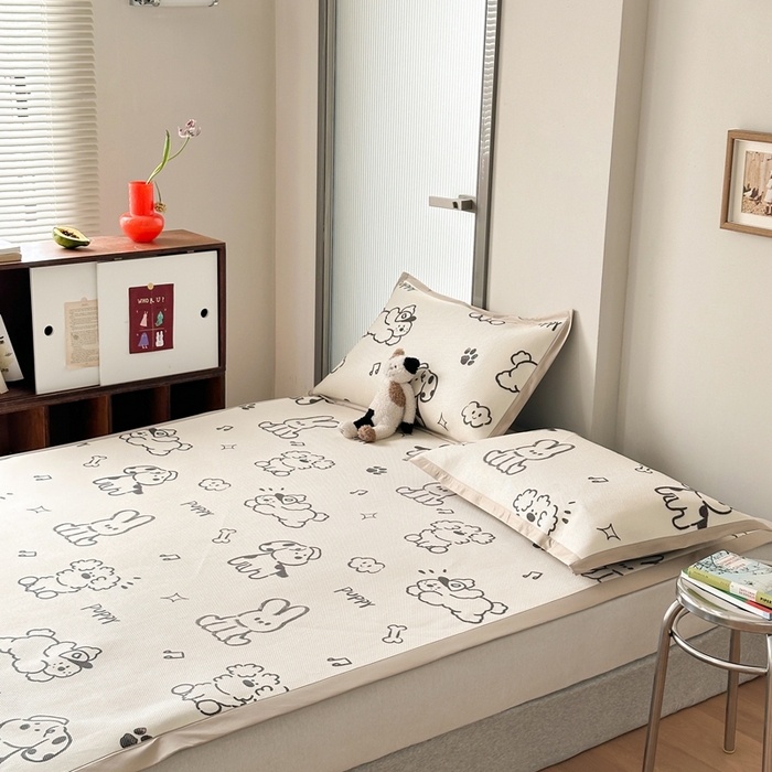 91家纺网 家纺一手货源 找家纺 觅糖家纺 2025春夏新款A类抗菌养生冰藤凉席席子 夏日畅想