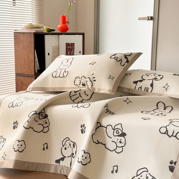 91家纺网 家纺一手货源 找家纺 觅糖家纺 2025春夏新款A类抗菌养生冰藤凉席席子 夏日畅想