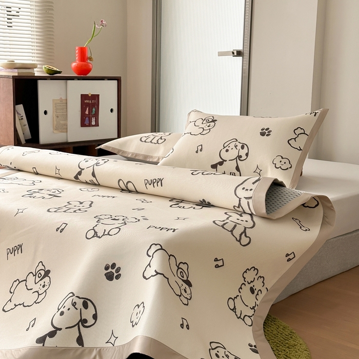 91家纺网 家纺一手货源 找家纺 觅糖家纺 2025春夏新款A类抗菌养生冰藤凉席席子 夏日畅想