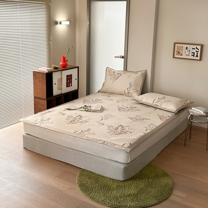 91家纺网 家纺一手货源 找家纺 觅糖家纺 2025春夏新款A类抗菌养生冰藤凉席席子 薰衣草