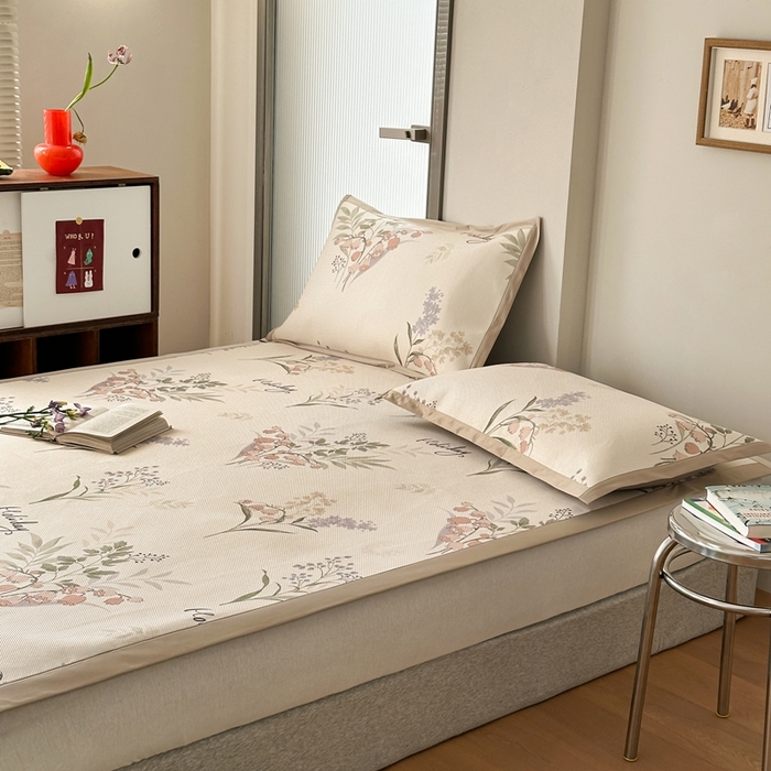 91家纺网 家纺一手货源 找家纺 觅糖家纺 2025春夏新款A类抗菌养生冰藤凉席席子 薰衣草