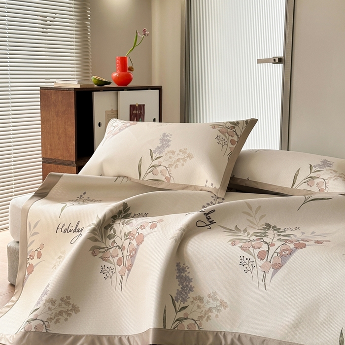 91家纺网 家纺一手货源 找家纺 觅糖家纺 2025春夏新款A类抗菌养生冰藤凉席席子 薰衣草