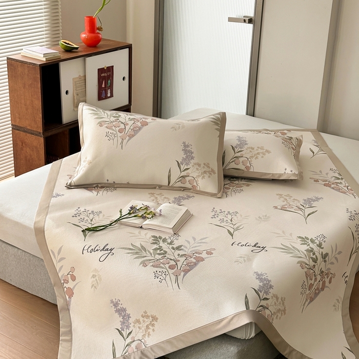 91家纺网 家纺一手货源 找家纺 觅糖家纺 2025春夏新款A类抗菌养生冰藤凉席席子 薰衣草