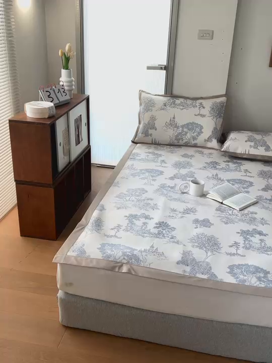 91家纺网 家纺一手货源 找家纺 觅糖家纺 2025春夏新款A类抗菌养生冰藤凉席席子 薰衣草