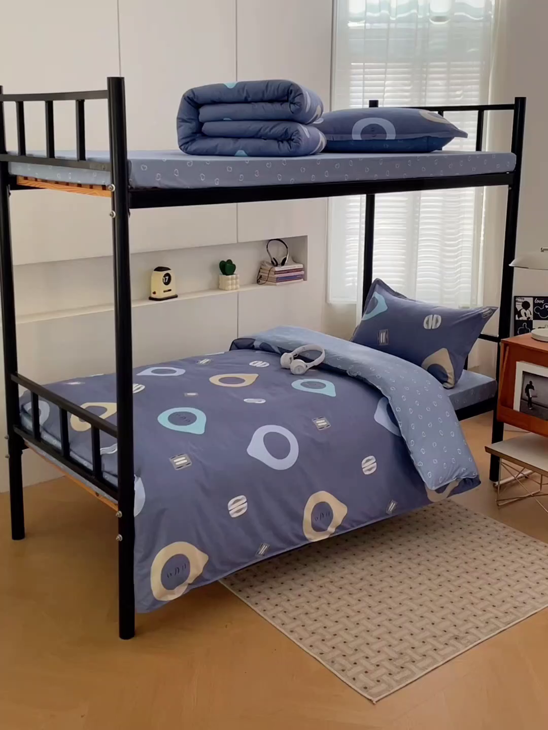 91家纺网 家纺一手货源 找家纺 锦润家纺2025新款全棉13372学生三件套纯棉宿舍六件套 心灵空间