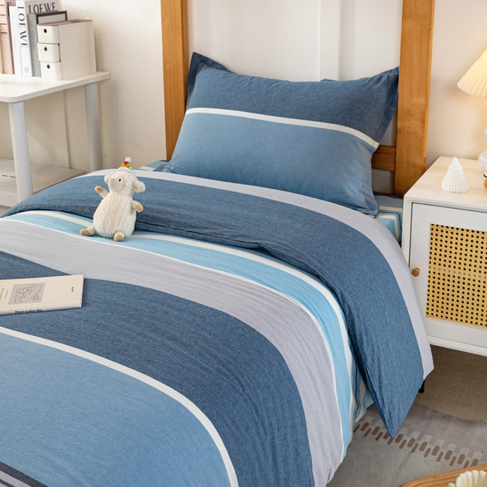 91家纺网 家纺一手货源 找家纺 锦润家纺 2025新款色织水洗棉三件套学生三件套全棉三件套大礼包