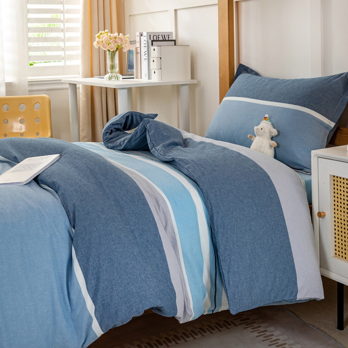 91家纺网 家纺一手货源 找家纺 锦润家纺 2025新款色织水洗棉三件套学生三件套全棉三件套大礼包