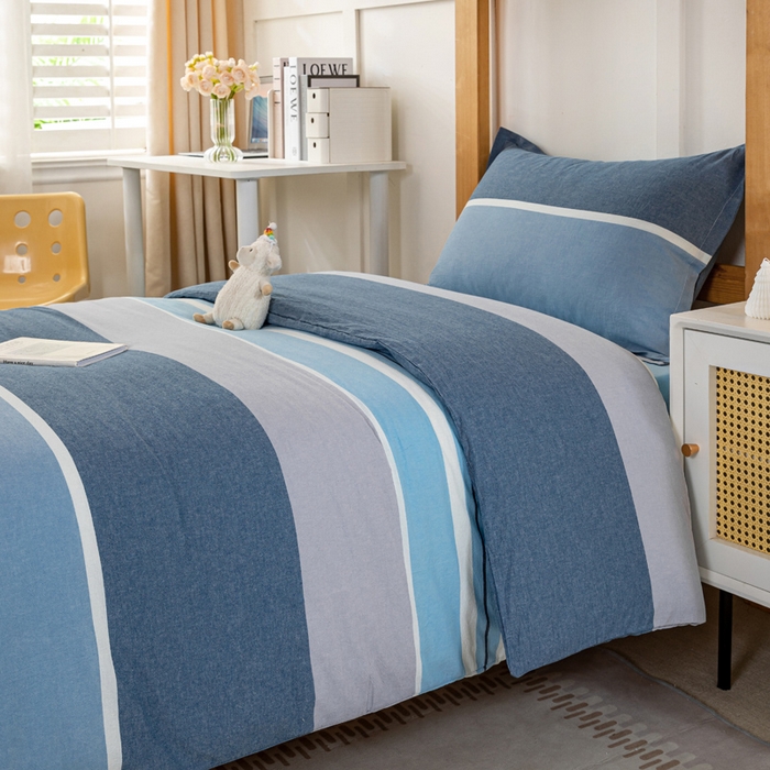 91家纺网 家纺一手货源 找家纺 锦润家纺 2025新款色织水洗棉三件套学生三件套全棉三件套大礼包