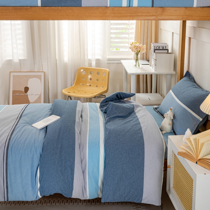 91家纺网 家纺一手货源 找家纺 锦润家纺 2025新款色织水洗棉三件套学生三件套全棉三件套大礼包