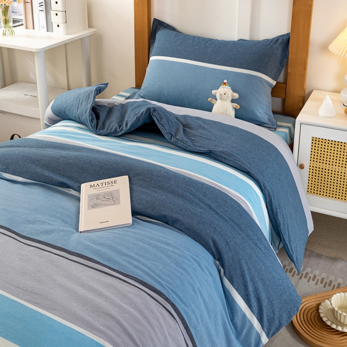 91家纺网 家纺一手货源 找家纺 锦润家纺 2025新款色织水洗棉三件套学生三件套全棉三件套大礼包