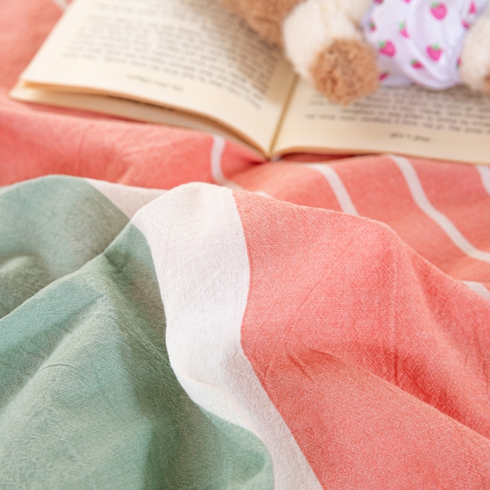 91家纺网 家纺一手货源 找家纺 锦润家纺 2025新款色织水洗棉三件套学生三件套全棉三件套大礼包