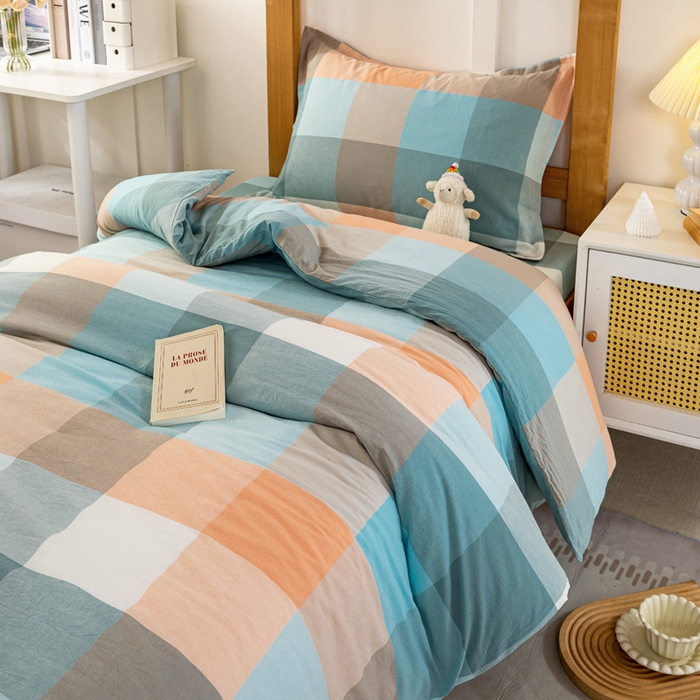 91家纺网 家纺一手货源 找家纺 锦润家纺 2025新款色织水洗棉三件套学生三件套全棉三件套大礼包