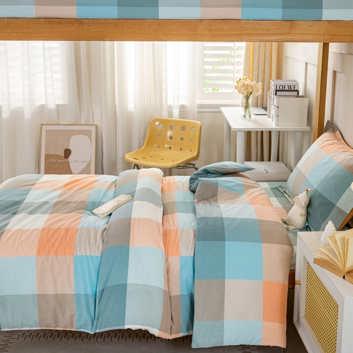 91家纺网 家纺一手货源 找家纺 锦润家纺 2025新款色织水洗棉三件套学生三件套全棉三件套大礼包