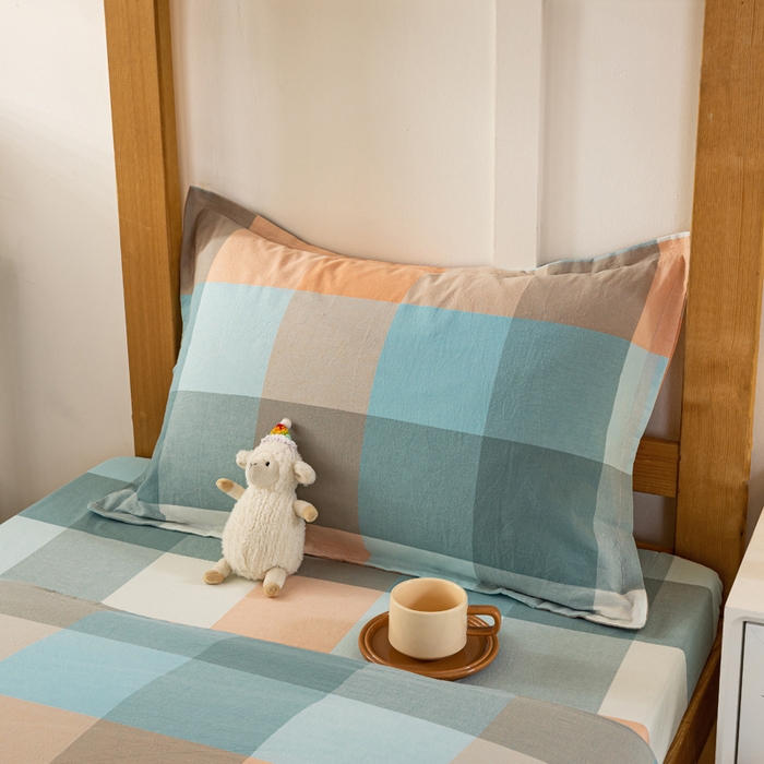 91家纺网 家纺一手货源 找家纺 锦润家纺 2025新款色织水洗棉三件套学生三件套全棉三件套大礼包