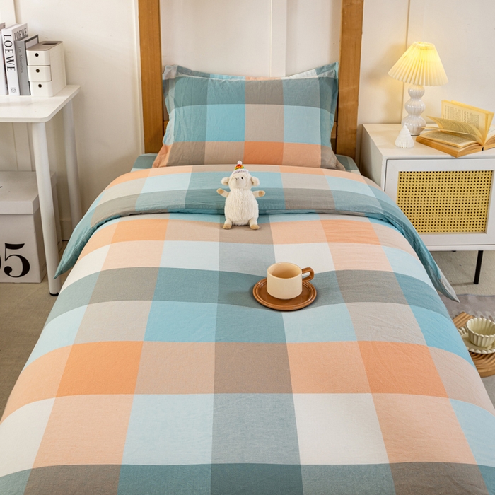 91家纺网 家纺一手货源 找家纺 锦润家纺 2025新款色织水洗棉三件套学生三件套全棉三件套大礼包