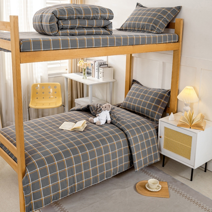 91家纺网 家纺一手货源 找家纺 锦润家纺 2025新款色织水洗棉三件套学生三件套全棉三件套大礼包