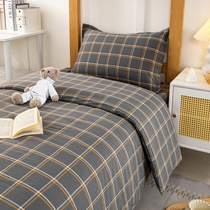 91家纺网 家纺一手货源 找家纺 锦润家纺 2025新款色织水洗棉三件套学生三件套全棉三件套大礼包